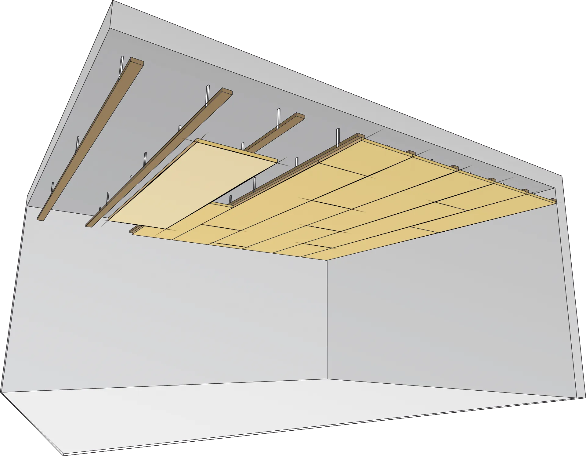 Abgehängte Decke, axonometrische Darstellung