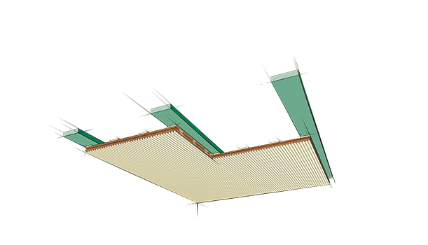 Schematische Darstellung und Aufbau eines Akustikpaneels made of LIGNO®  aus Holz