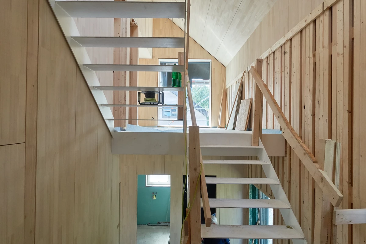 LIGNO® Uni Wandelemente aus Holz im Rohbau für ein Klimaholzhaus in Kronach